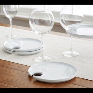 Pottery Barn Mingling Plates w/ Wine Glass Holder
